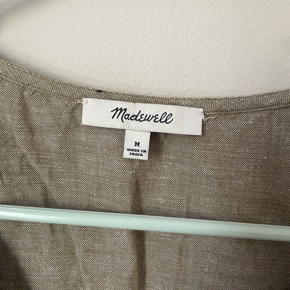 Madewell Linen-Blend Alexandra Button-Front Mini Dress in Olive Branch Size Med - Picture 3 of 8